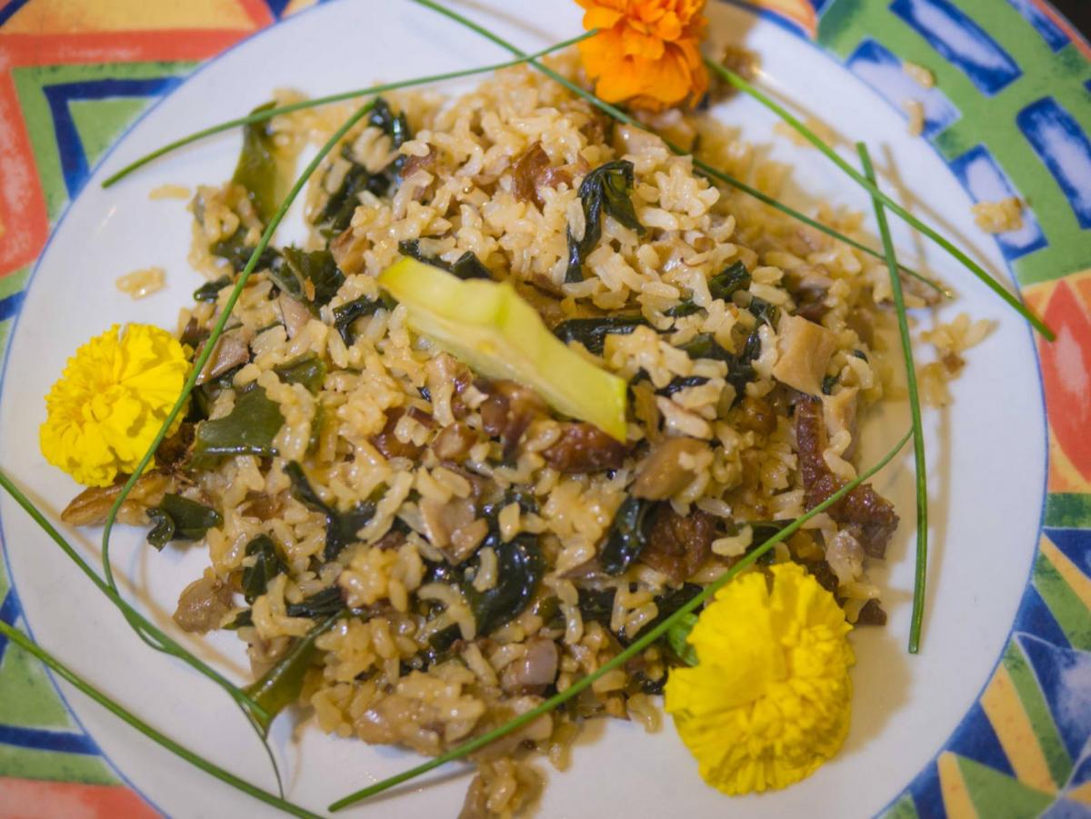Mushrooms and seaweed rice Gluten Free Vegetarian Restaurants Madrid